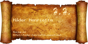 Háder Henrietta névjegykártya