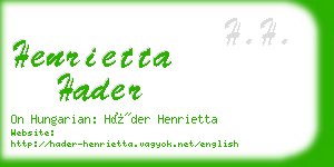 henrietta hader business card